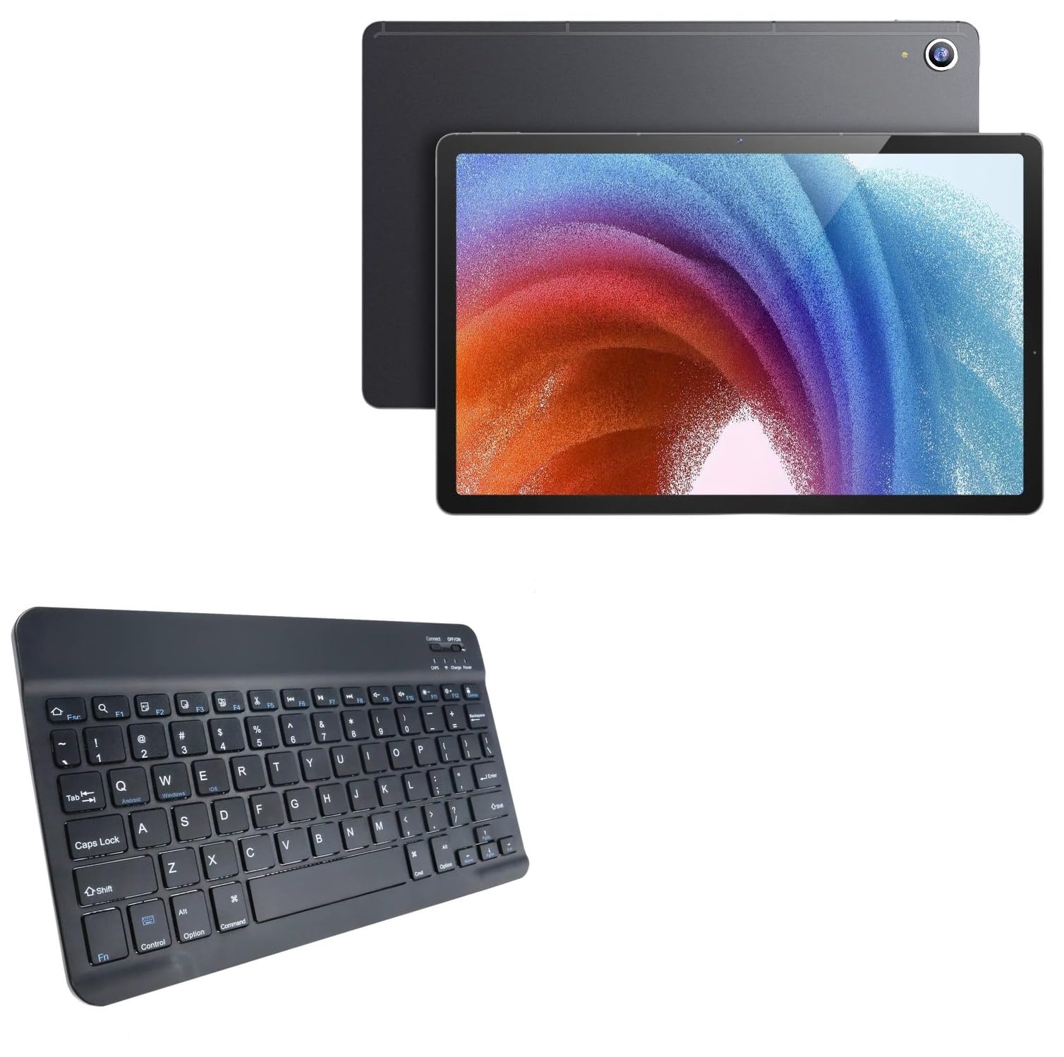 BoxWave Keyboard Compatible with LincPlus T4 Tablet - SlimKeys Bluetooth Keyboard, Portable Thin with Chiclet-Style Keys - Jet Black