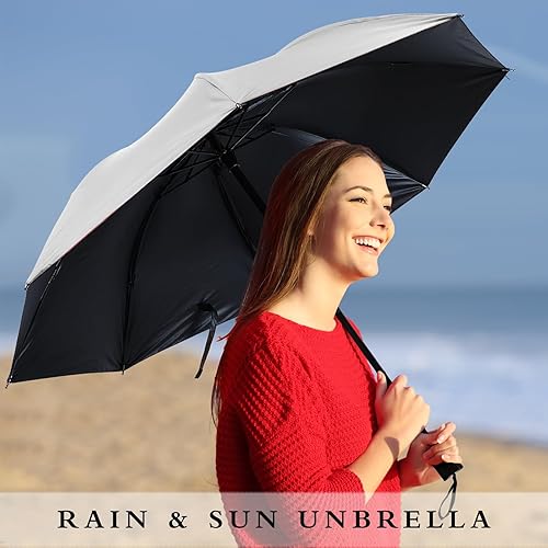 Miniatura 7 de Silkfly Paraguas de viaje a prueba de viento, paraguas plegable grande a granel portátil para lluvia, paraguas compacto para viento, lluvia, sol,