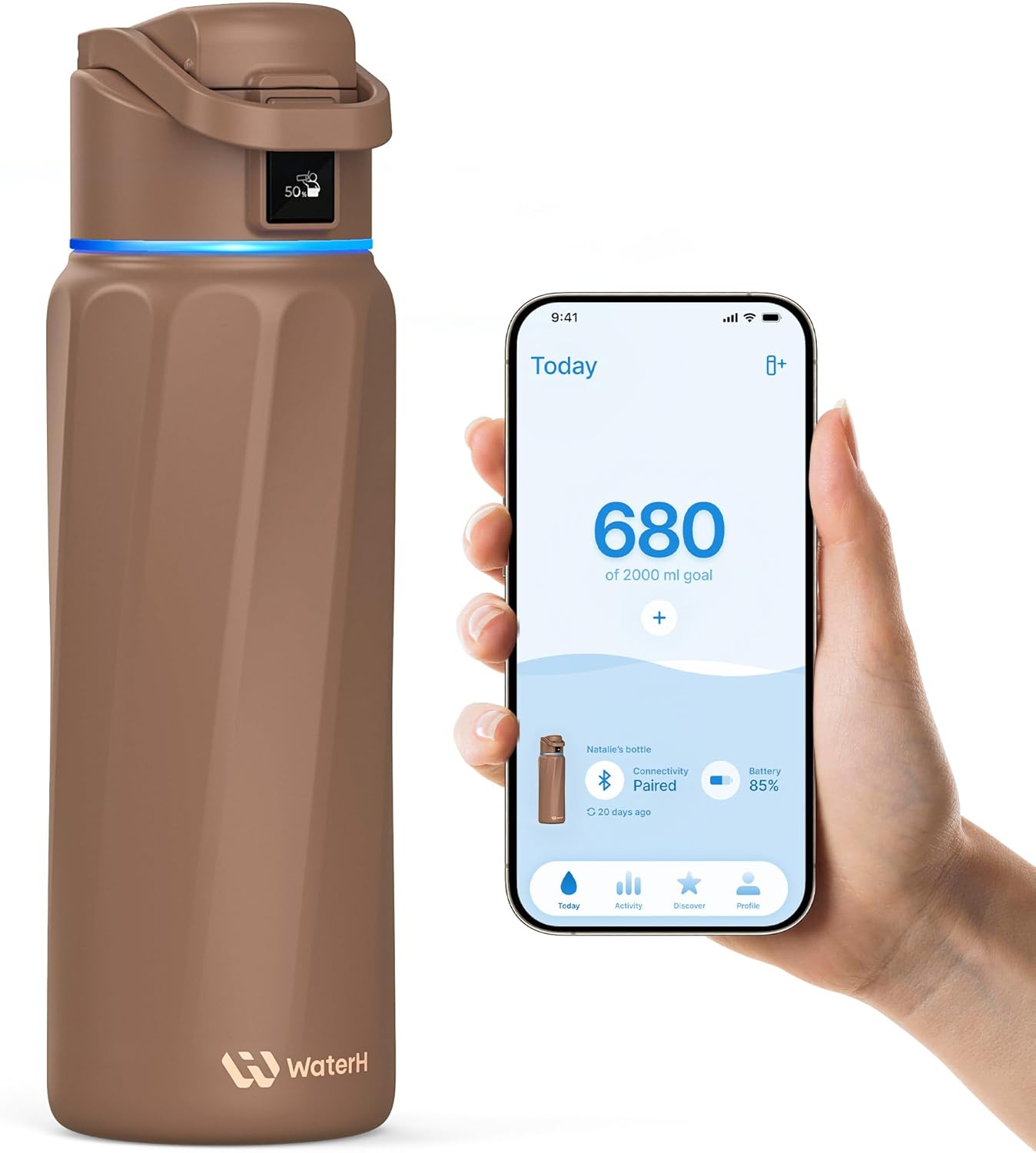 BOOST Smart Water Bottle with Reminder & Tracker, Double Wall Vacuum Insulated Bottles Stainless Steel, 32oz BPA-Free Wide Mouth for School, Gym, Office, Ideal for Mother's Day