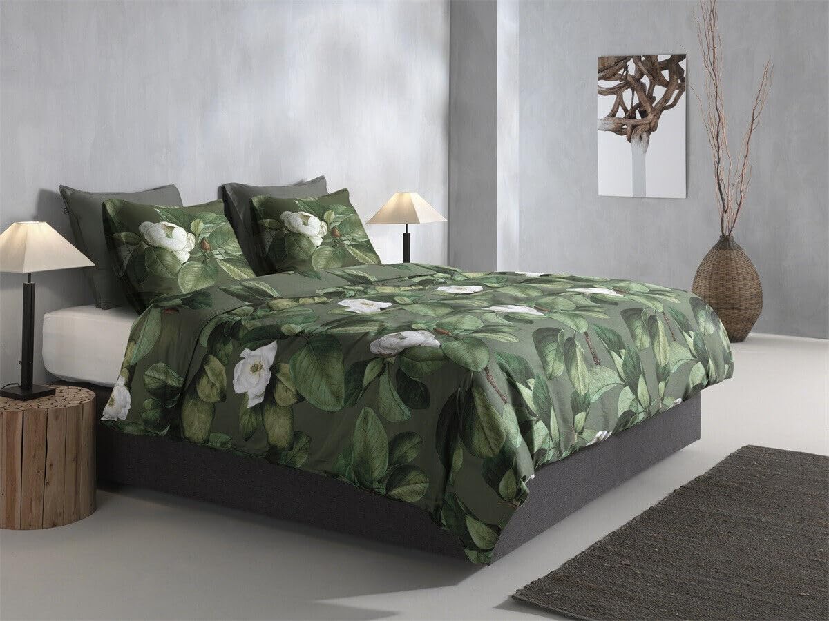 Zo!Home Mako-Satin Bettwäsche 135x200 Kelly Green Blätter Blumen grün Küche, Haushalt & Wohnen
