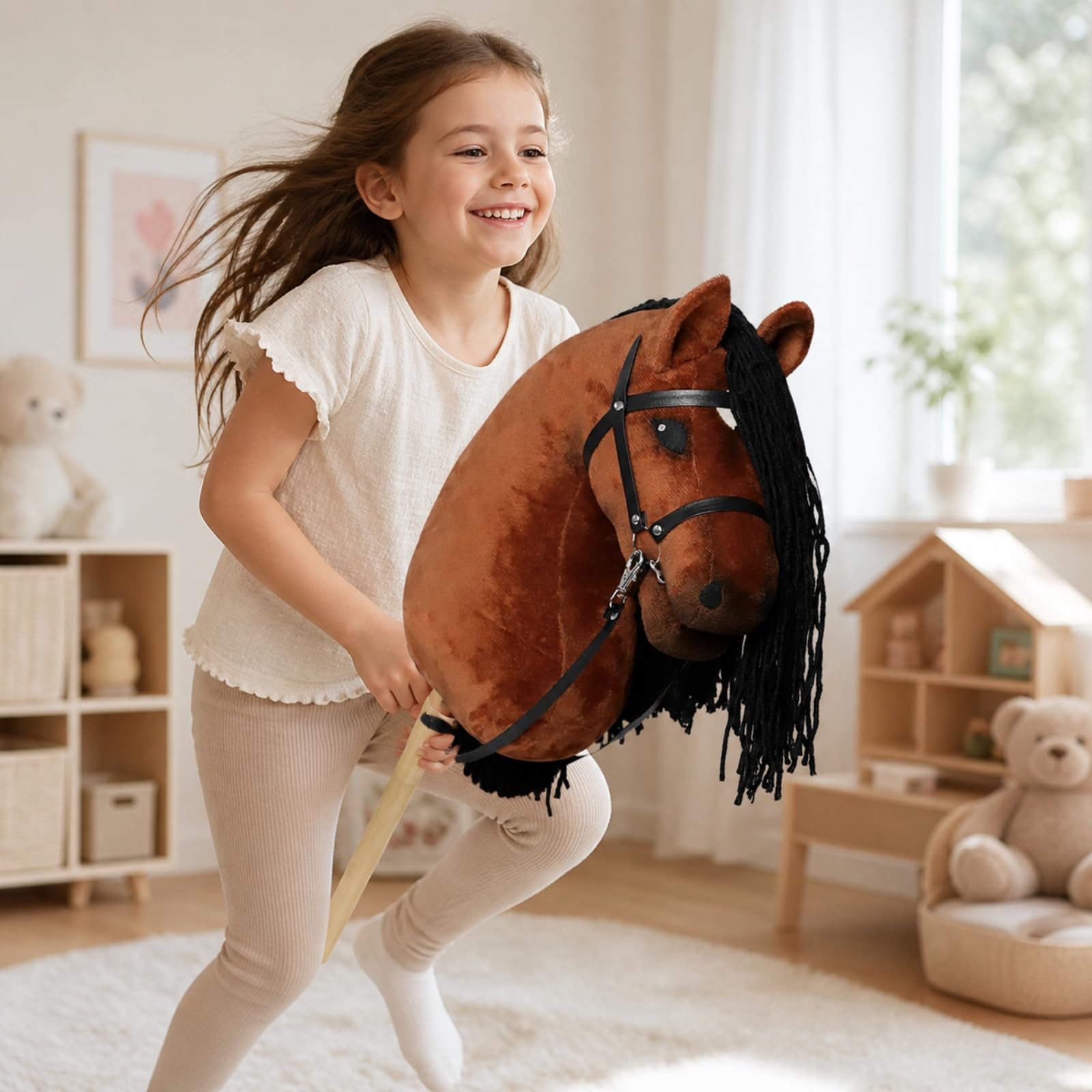 Hobby Horse Morbido Giocattolo, Marrone Scuro, 80 Cm
