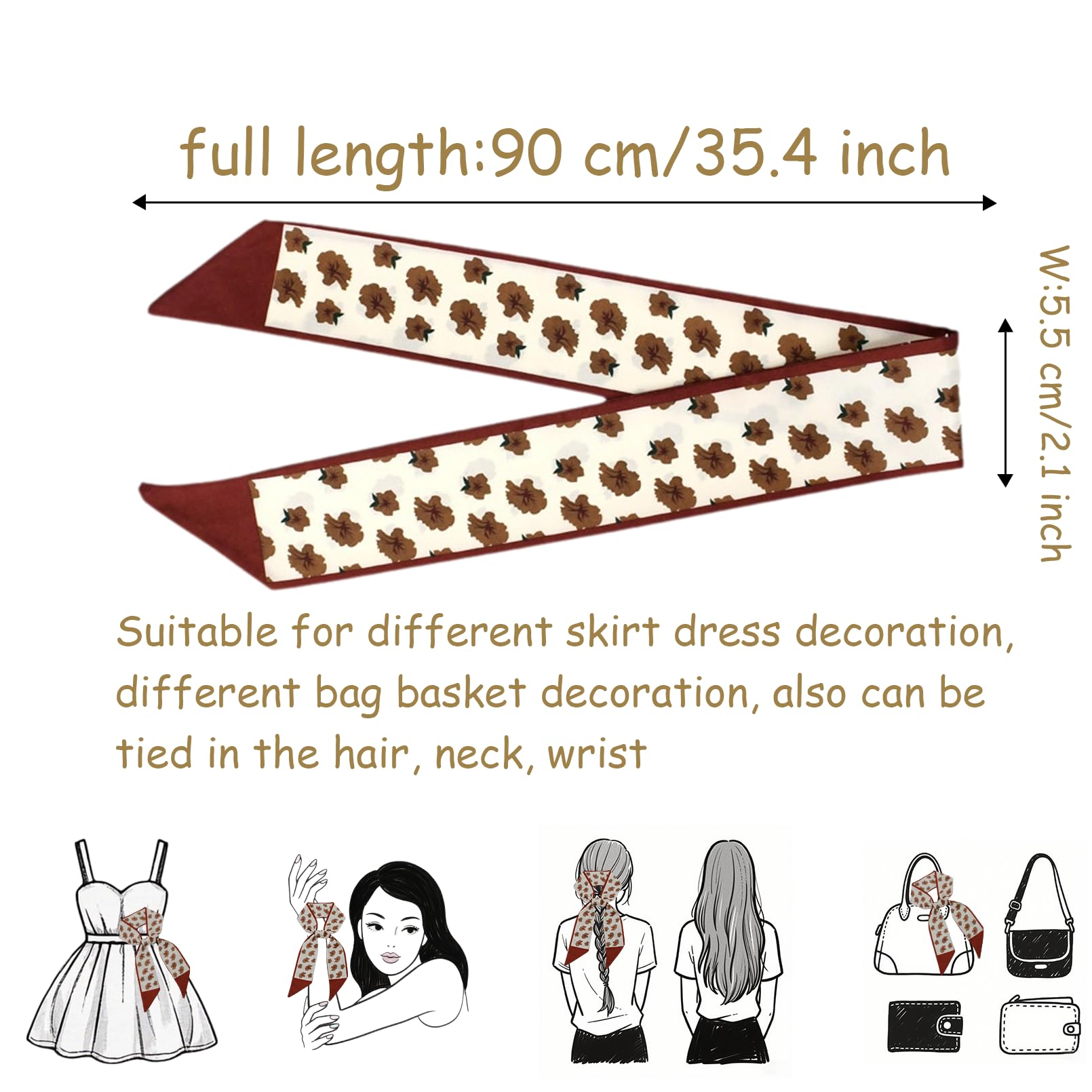 Bolso de mano para mujer, accesorios para el cuello para el cabello, bufandas, bolso de tacto de seda, bufandas con asa de moda, ligero, Dama roja 4