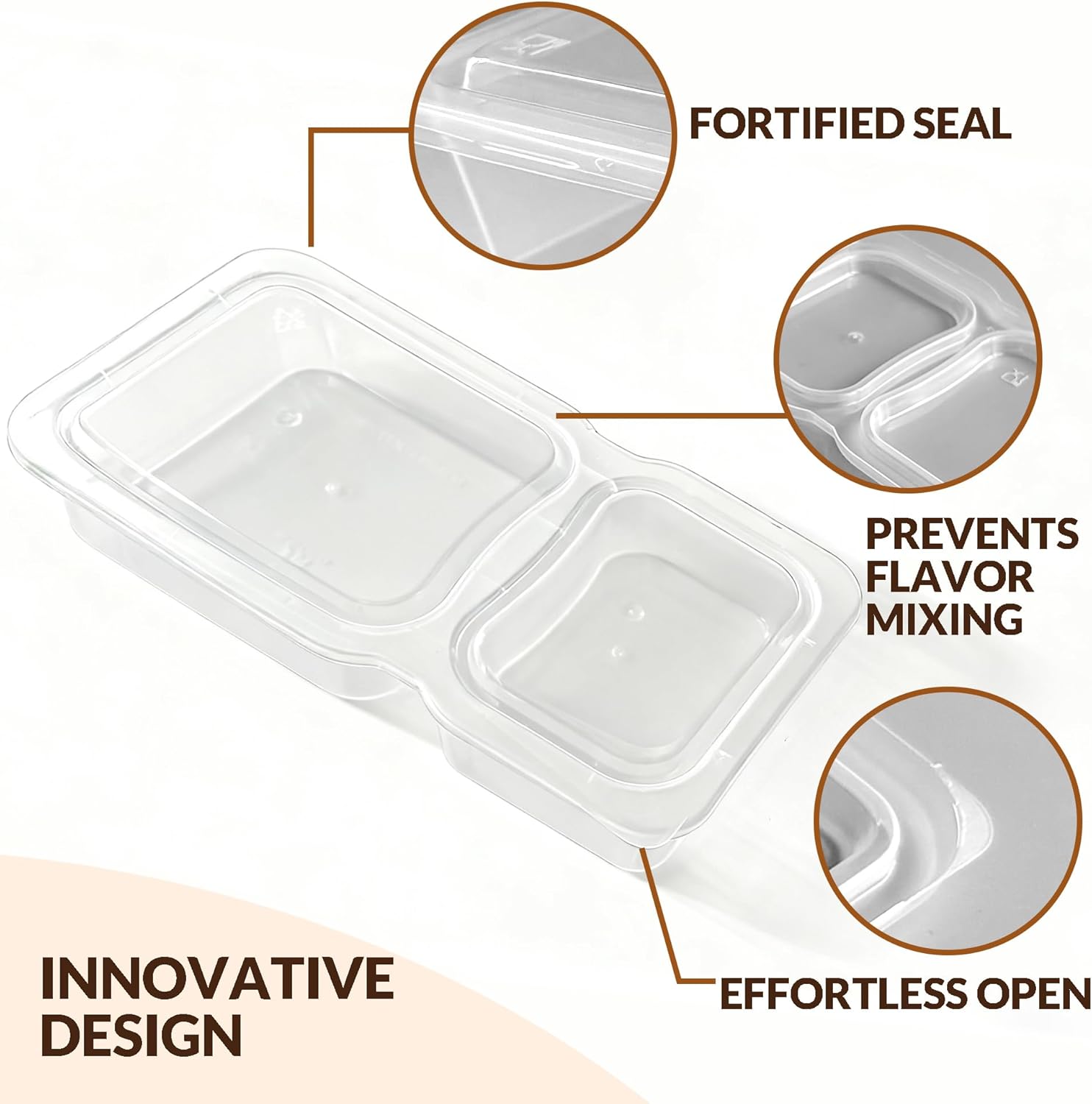 HI-REEKE 9 OZ Double Compartment Snack Containers, 20 Sets Bigger Reusable Clear Snack Packs Container with Lids - Image 3