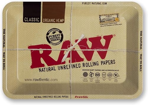 RAW Classic Rolling Tray | Size - Mini | Quality Metal and Curved Corners - No Creases