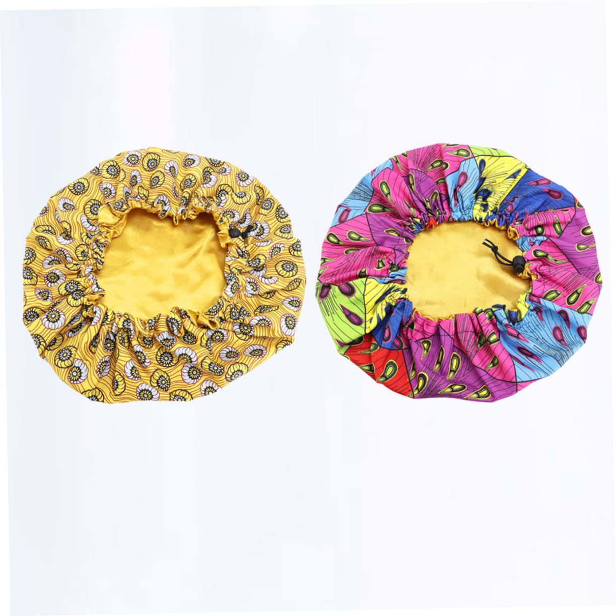 3 Set Di Cuffie Da Notte Regolabili Per Bambini A Doppio Con Coulisse Per Bambini Piccoli A Forma Di Crisantemo Quadrato E Pavone 2 Pezzi*3