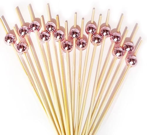 Miniatura 30 de Púas de cóctel, palillos de dientes de 4.7 pulgadas para aperitivos, palillos de cóctel de bambú para postres charcutería, palillos de dientes