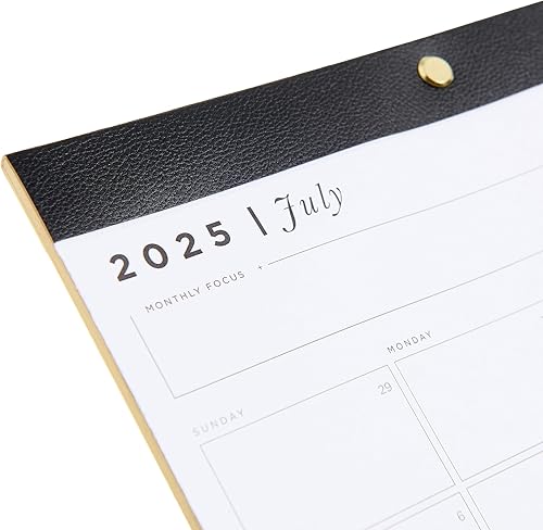 Miniatura 4 de russell+hazel Calendario de escritorio 2025, parte superior de cuero vegano de 11 x 17 pulgadas, remache dorado y bordes dorados, calendario 2025 de