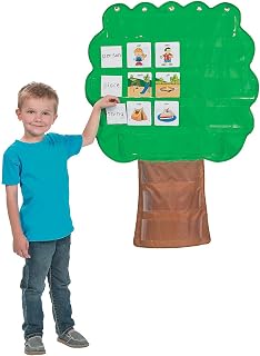 Fun Express Tree Pocket Chart – Over 3 Feet Tall with 8 Large Pockets – Teacher Child Educational Activities Classroom Organization – Learning Visual Aids Daily Schedules Interactive Display – 1 Piece