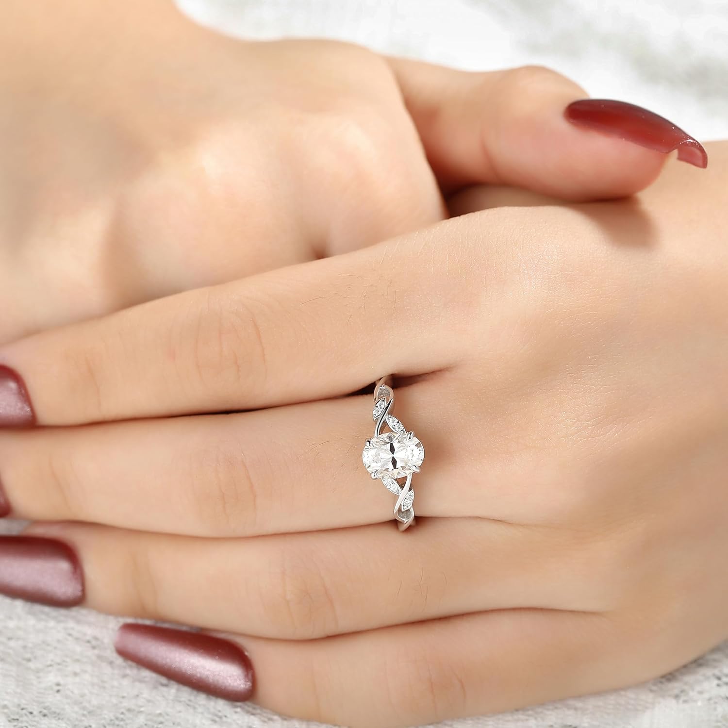 Moissanite Bridal Engagement Ring for Women 925 Sterling Silver Plated Platinum Art Deco/Vintage Wedding Promise Ring for Her Size 4-9