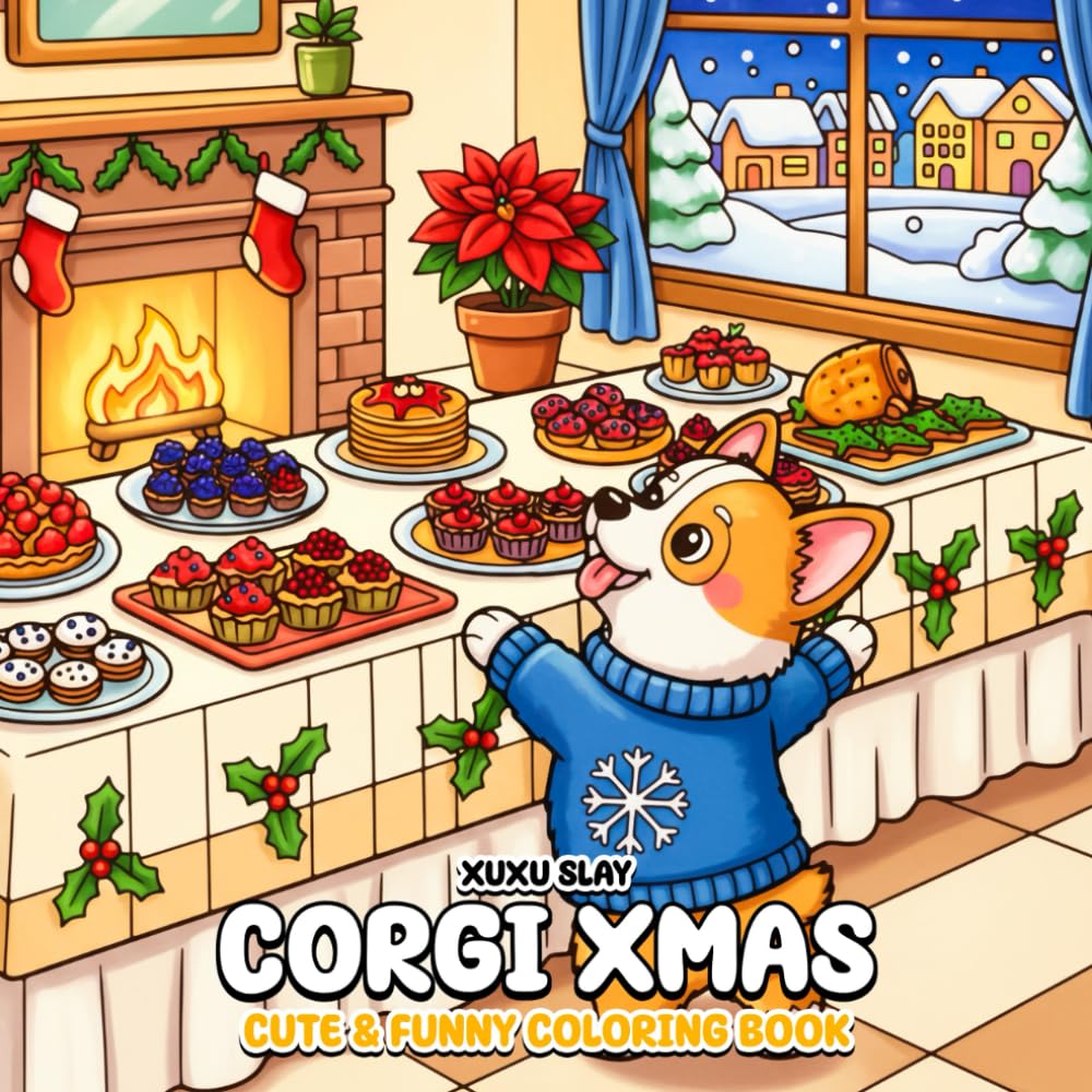 Corgi Xmas Coloring Book: Cute Holiday Humor, Playful Dog Adventures, and Cozy Festive Fun