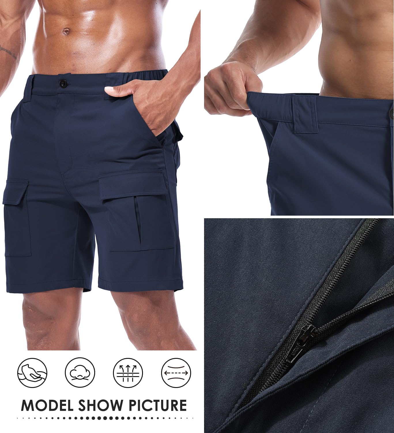 Suwangi Pantaloncini Uomo Cargo Corti Bermuda Chino Shorts Estivi Casual Pantaloncini Corti con 6 Tasche