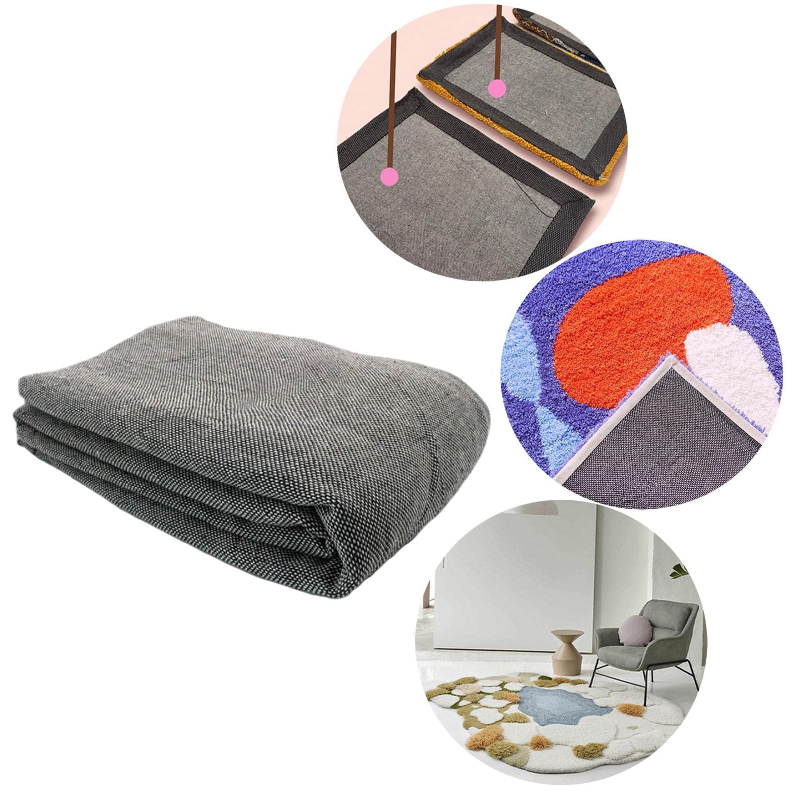 Sharplace rutschfest Teppich-Unterlage Tufting Tuch Unterstoff 1 x 5M, Tufting-Stoff für Teppiche, Filzstoff, Final Backing Cloth Rug Fabric Woven Tool, Teppichunterlage, Rückseite Stoff DIY, Grau