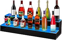 Vista 15 de VEVOR Exhibidor de Botellas de Licor con Iluminación LED, 3 Niveles de 40 Pulgadas, Compatible con USB, Estante de Bar Iluminado para el Hogar