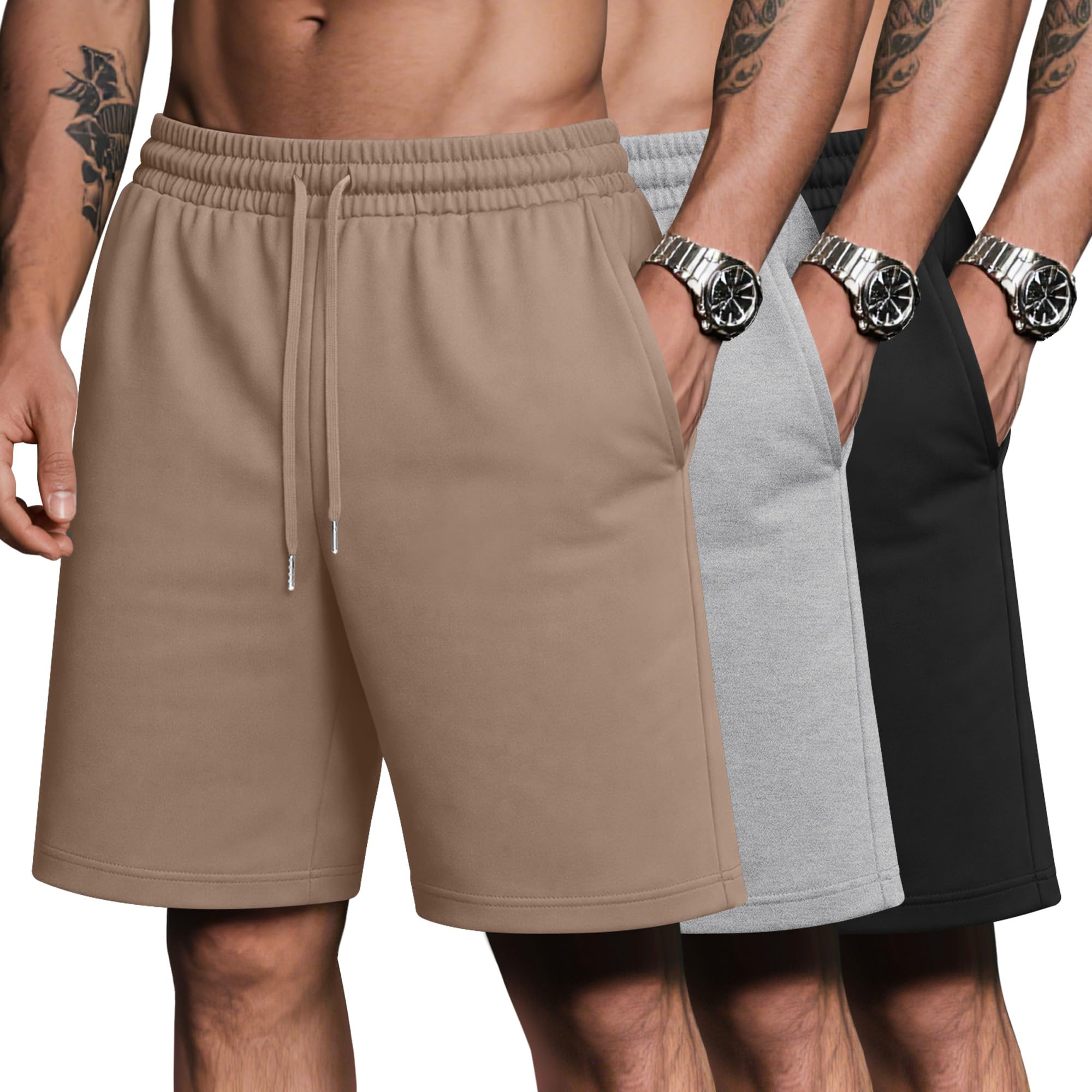 3 Pack Men's Athletic Sweat Shorts
