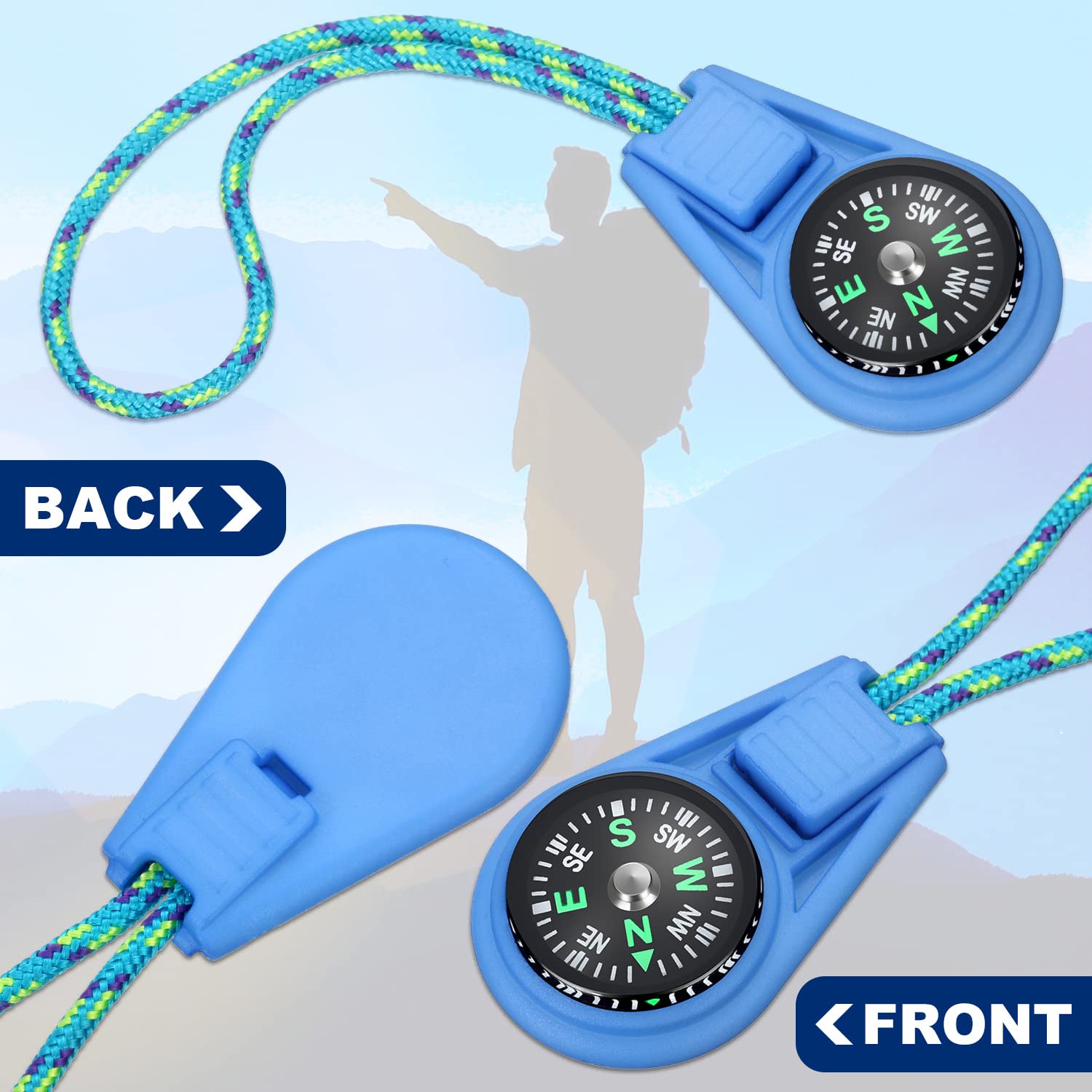 36 mini bussole multicolore di sopravvivenza per campeggio all'aperto escursionismo tascabile compbum riempito di liquido mini compbum su cavo per kit di sopravvivenza di emergenza, cinturino