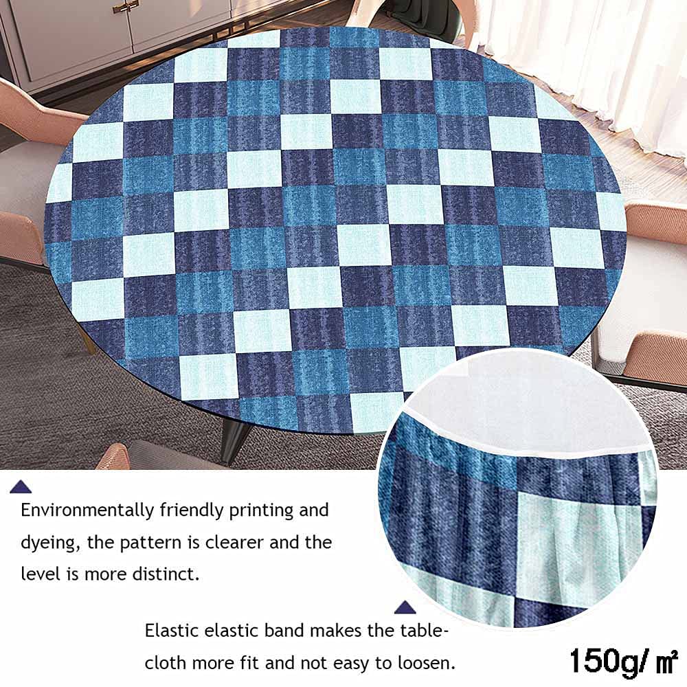Chickw1 Runde Tischdecke – Elastische Kante, Wasserdicht, 200 Cm, Geometrisches Design