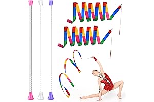 ELECLAND 3Pcs Twirling Batons and 2Pcs Dance Ribbon Wands, for Twirling Gymnastics