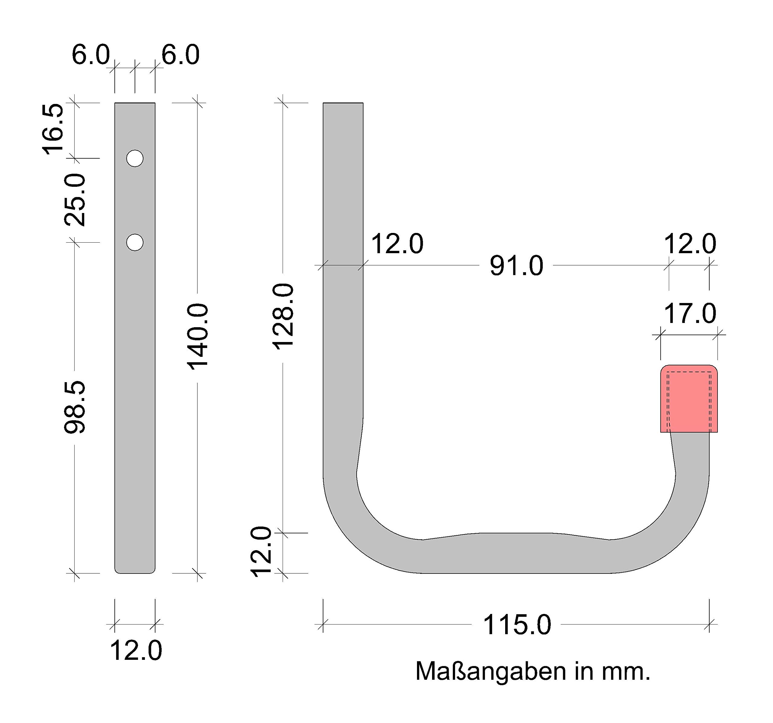 Gedotec Wandhaken Garage Montagehaken Lager Schwerlast-Haken aus Stahl | 115 x 140 mm | Stahl verzinkt | Tragkraft 30 kg | Haken-Set für Keller & Werkstatt | 20 Stück - Gerätehalter für Wand-Montage