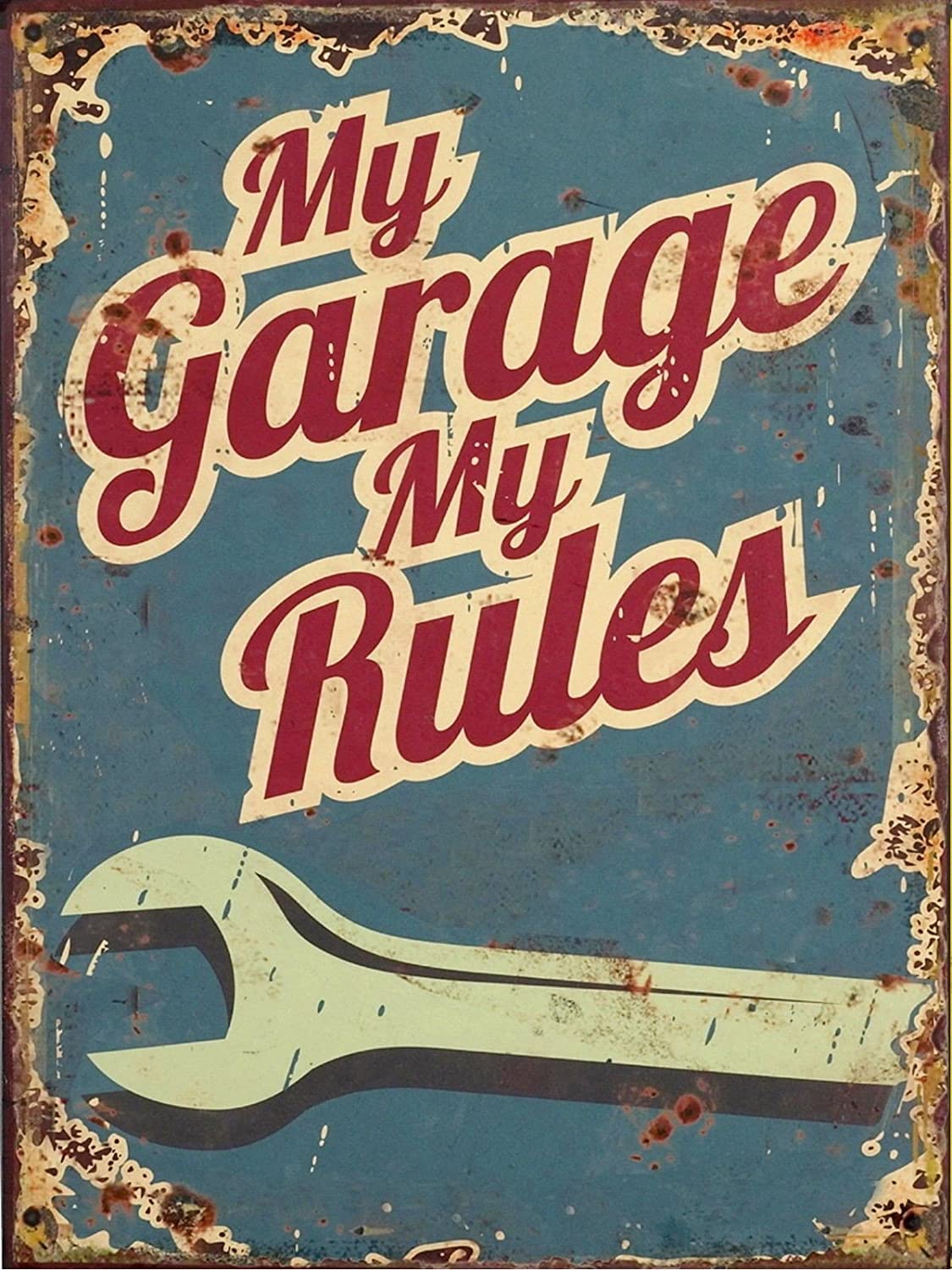 Top Banana Gifts My Garage- My Rules - Novelty Retro Vintage Wall Plaque Sign- Ideal For Pub Shed Bar Office Man Cave Home Workshop Kitchen (A5)