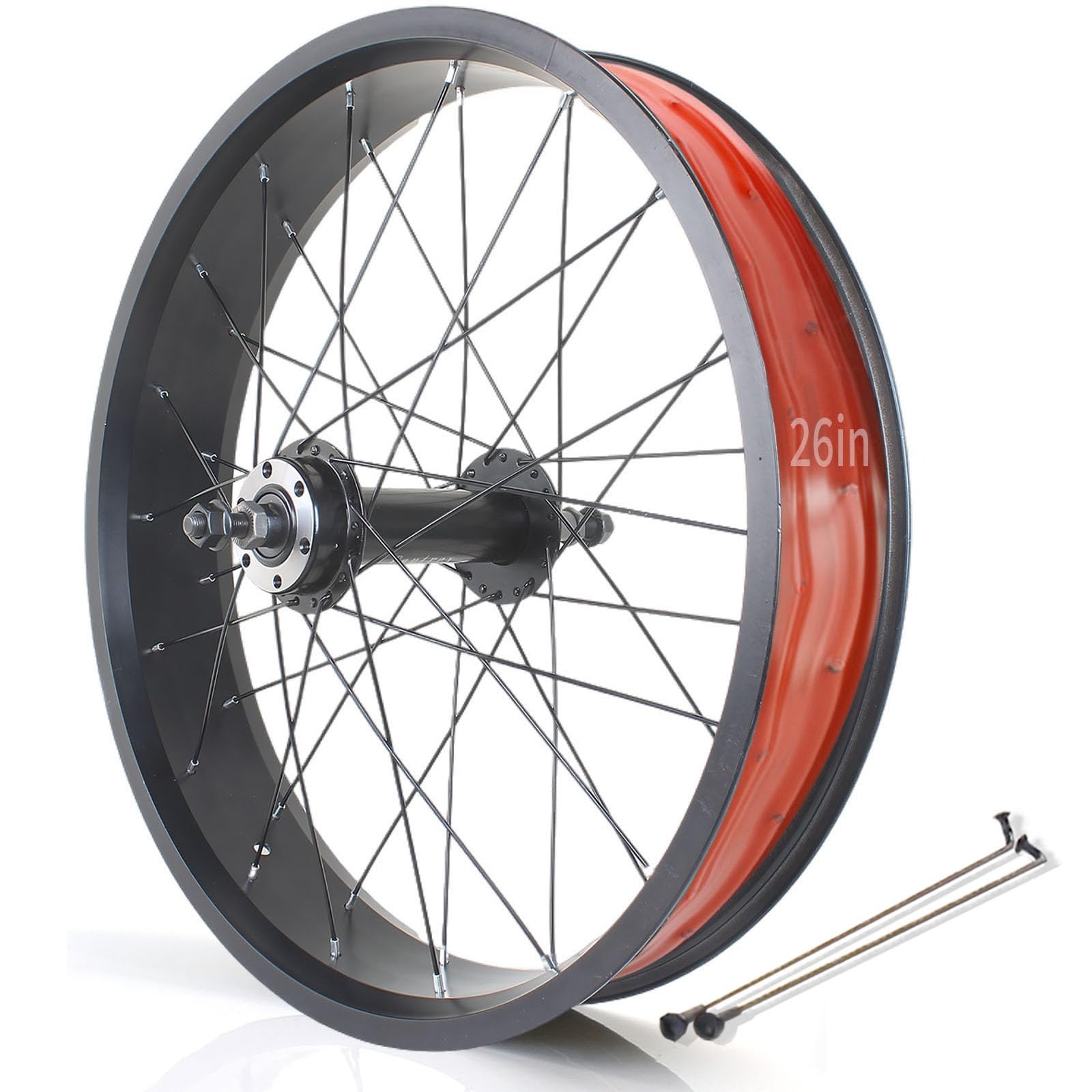 20in/24in/26in X 4.0" Fat Tire Bike Wheels Disc Brake Snow Bike Front Rear Wheel 135mm/195mm 36H Hubs Beach Bike Wheelset For 7/8/9/10s Rotary Freewheel 14G Spokes(26in Rear wheel)