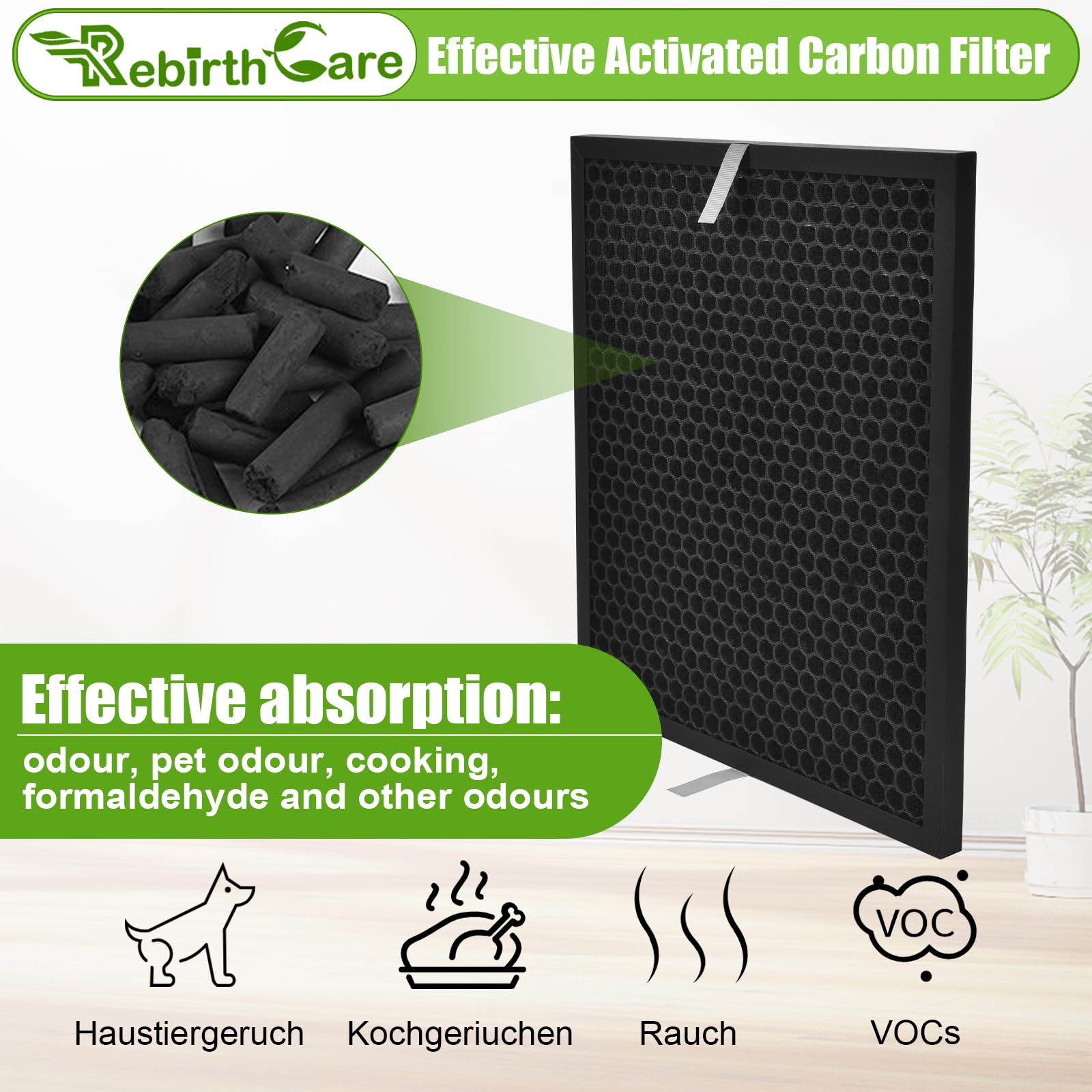 Rebirthcare 2 Stück Ersatzfilter für Levoit LV-PUR131 und für lv-pur131s Luftreiniger, Hocheffizientes HEPA-Kombifilter & Aktivkohlefilter Set für Ersatz lv-pur131-rf