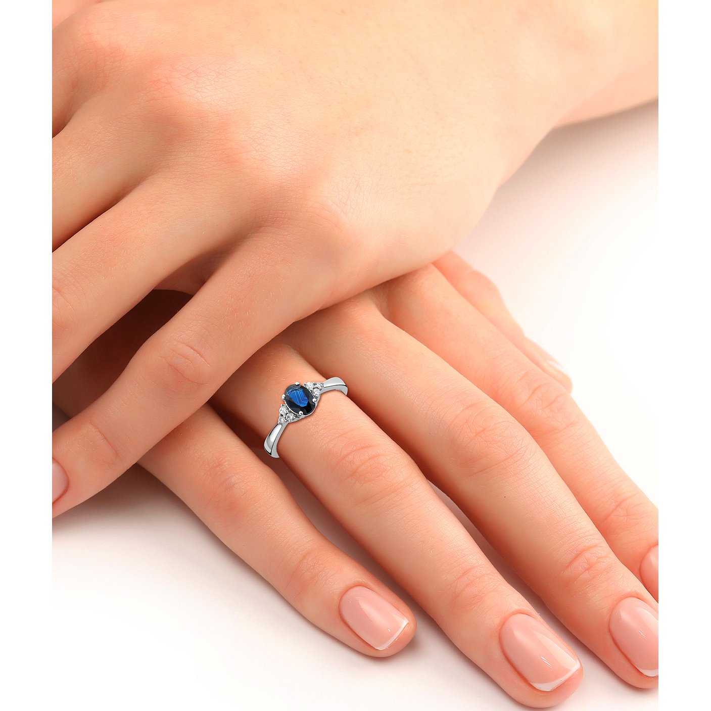 Miore MP9070R Oro Blanco Zafiro Anillo de compromiso 9 KT (375) con brillantes 0.11 ct
