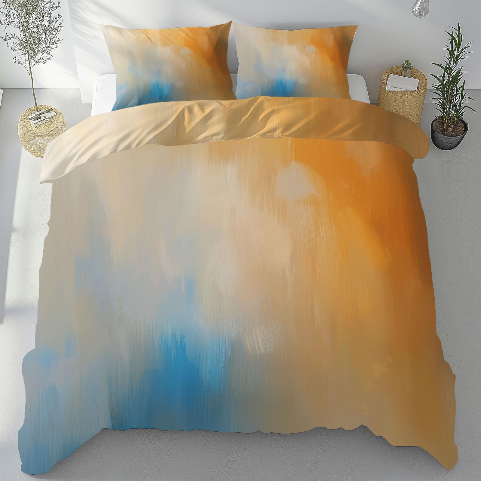 Parure de lit 240x260 cm en microfibre avec housse de couette graffiti et taies d'oreiller
