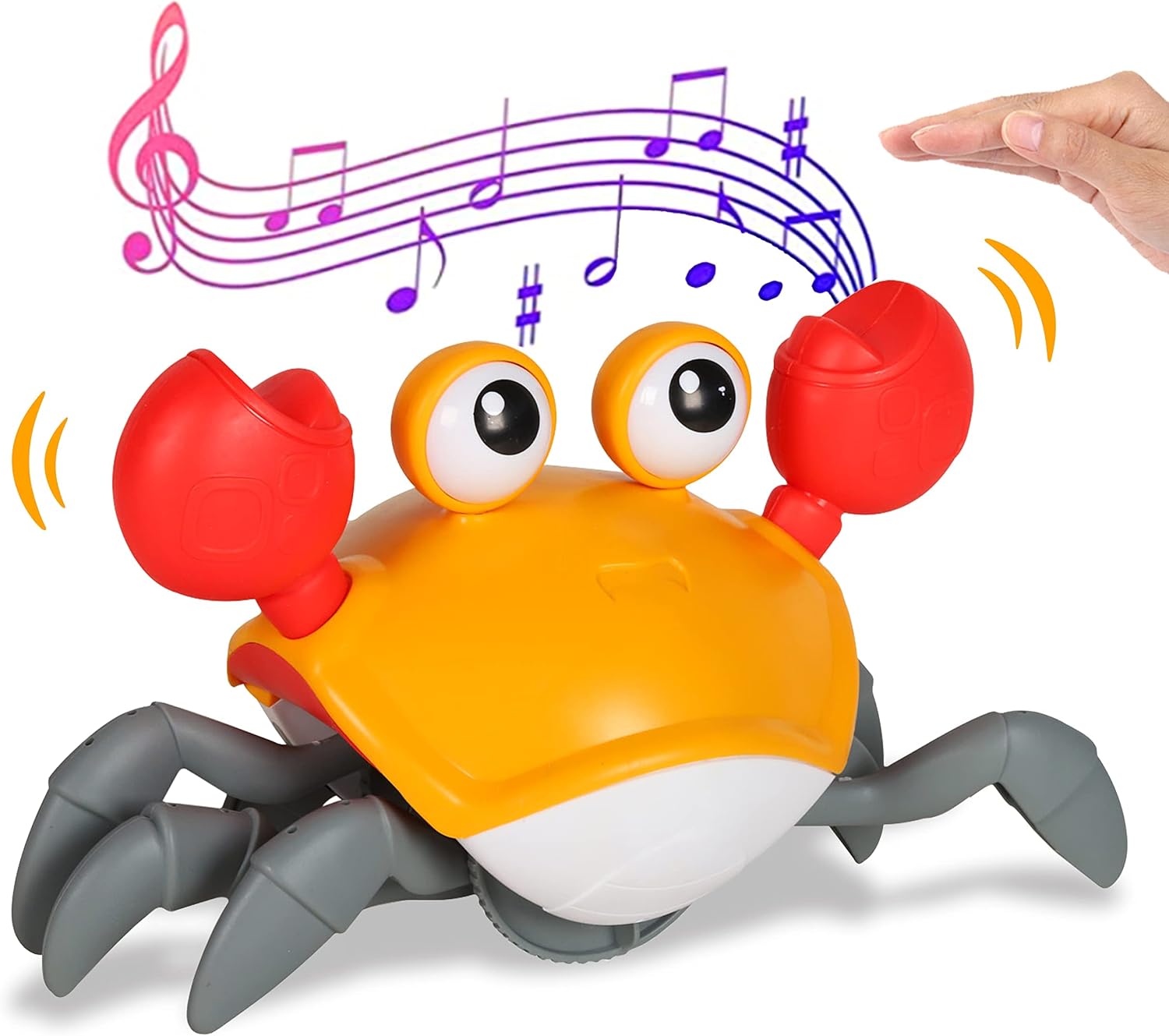 scientree Crawling Crab Baby Toy with Light Up and Music , Toddler Interactive Toys with Sensor Obstacle Avoidance Function,USB Rechargeable, Fun Moving Toy for Babies, Toddlers and Kids