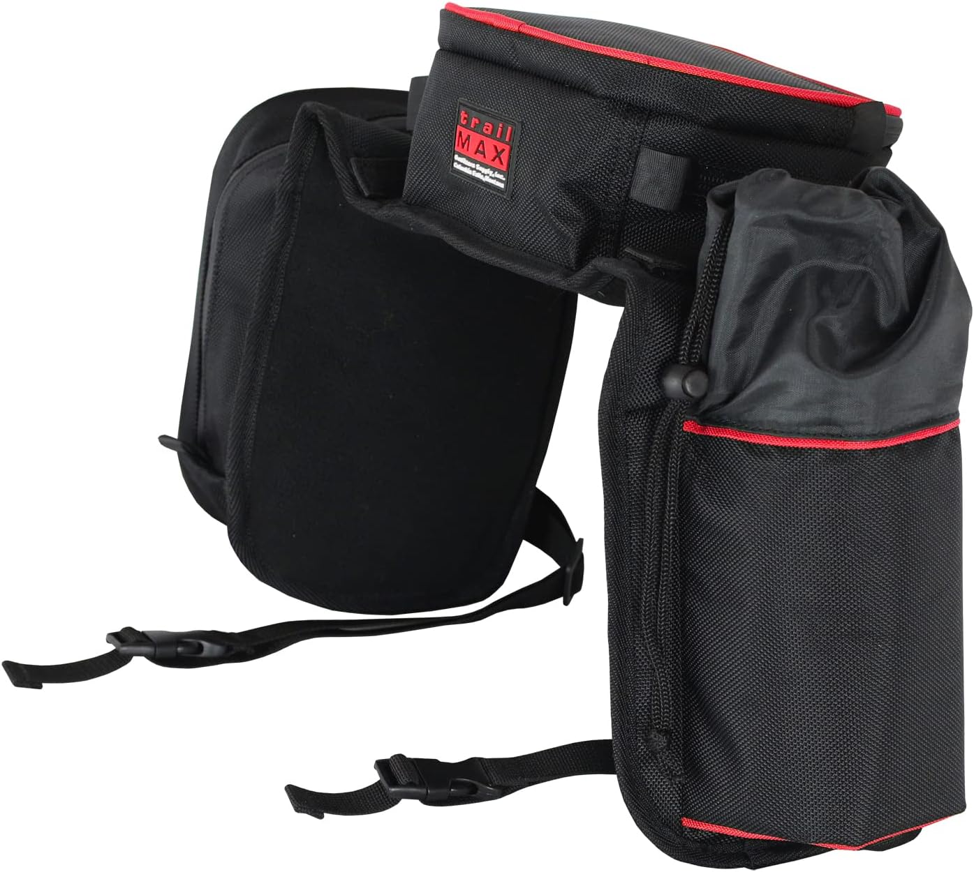 TrailMax Compact English Pommel Pocket Horse Saddlebag with Water Bottle Sleeve for Trail Riding, Works with English, Endurance & Australian Saddles