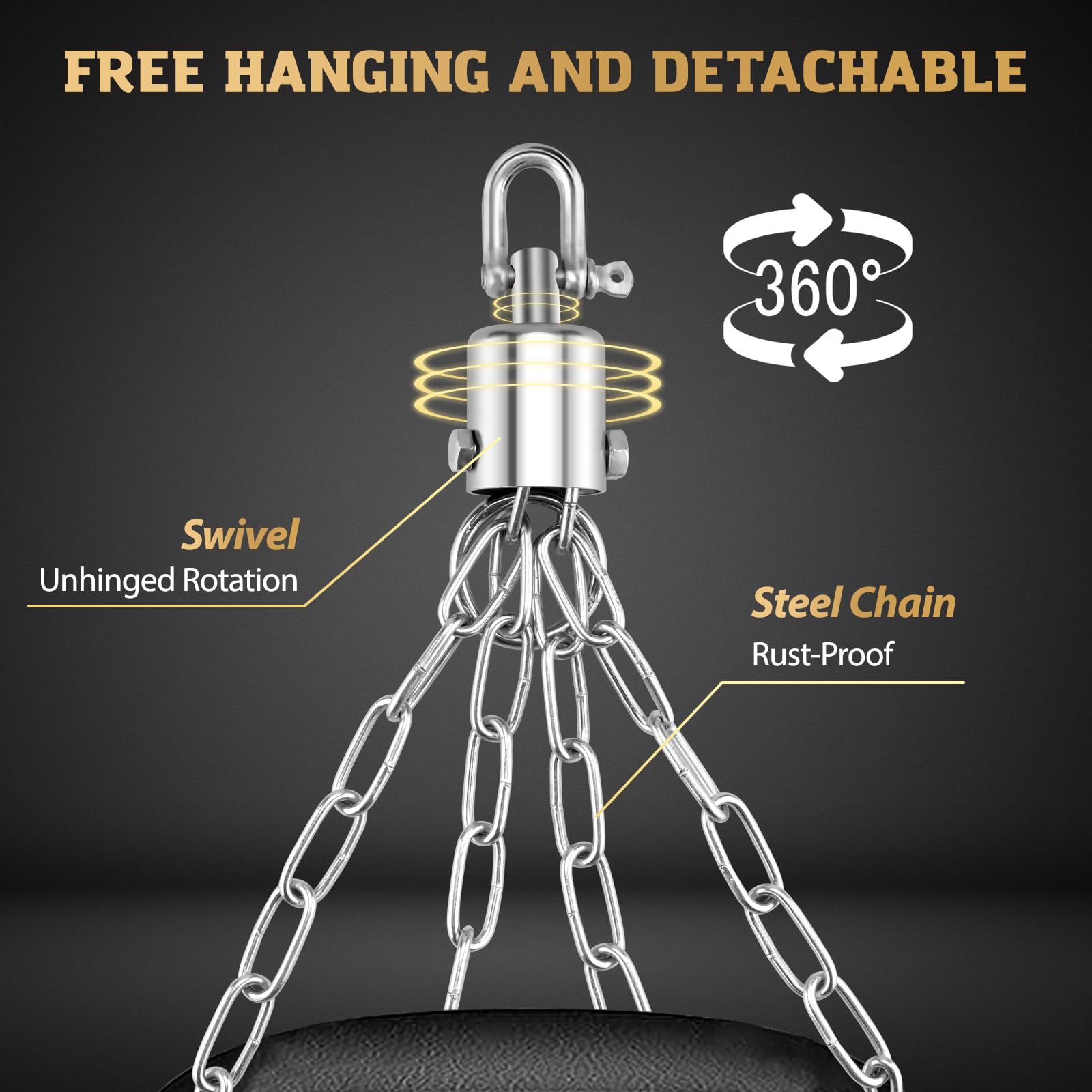 Punching Bag for Adults, 4ft PU Leather 6 in 1 Heavy Boxing Bag Set, Punching Bag with 12oz Boxing Gloves, Hand Wraps, Hanging Bag for MMA Karate Kickboxing Muay Thai Boxing Home - Unfilled