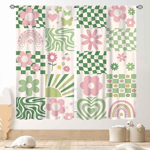 Miniatura 8 de Cortinas de cocina florales retro de los años 70 para ventana, diseño de flores naranjas hippie, estéticas, bohemias, opacas, pequeñas, cortas, para