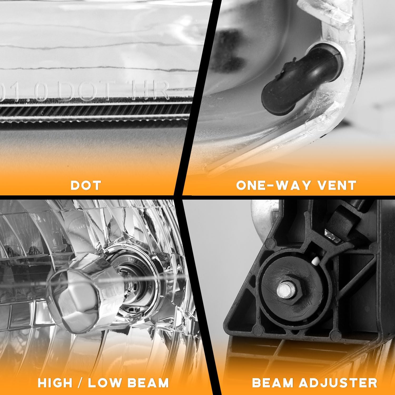 WEELMOTO Headlights Compatible with 2000-2004 Tundra (Double Cab Models ONLY), Headlight For 2001 2002 2003 2004 Sequoia Replacement Automotive Headlamp Chrome Housing Amber Reflector with Bulbs