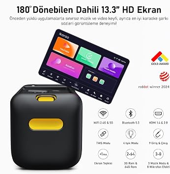 Ikarao Partybox Hoparlör Standlı Break X1 800W Karaoke Bluetooth Hoparlör Seti