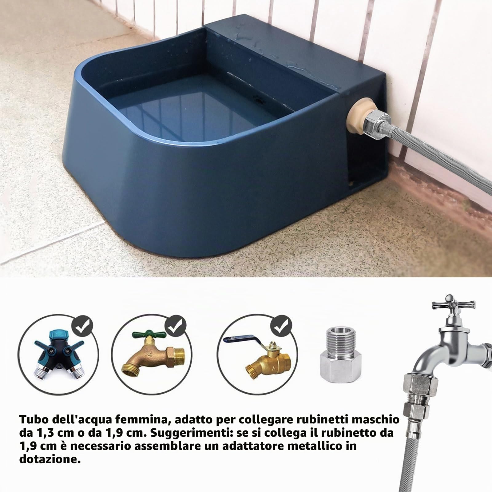 Enjoying Distributore d'acqua automatico per Cane con Tubo d'acqua in Metallo di 1.5 M, Auto Riempire Animale Ciotola d'acqua con Valvola Galleggiante, per Cani Gatti Pollo Coniglio Maiali Bestiame