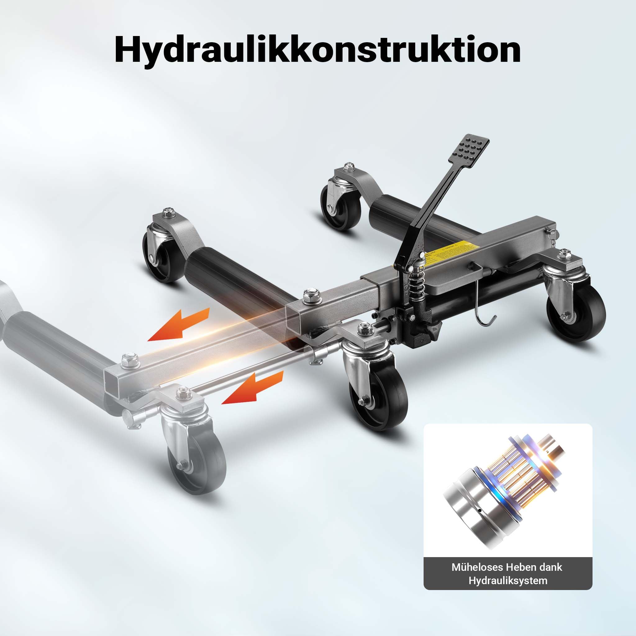 Wiltec PKW Rangierhilfe 2x Wagenheber hydraulisch, 2 Stück Rangierwagenheber je 680 kg Tragkraft, Autoheber bis 30 cm Reifenbreite