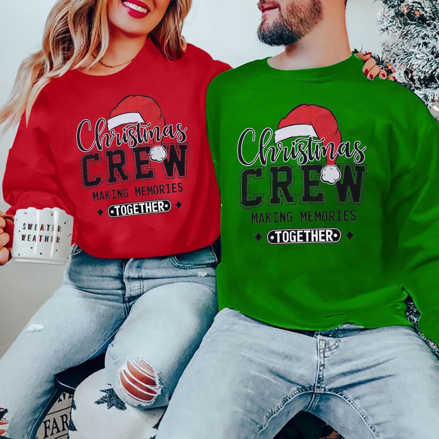 NANYUAYA Matching Christmas Sweatshirts for Couples Unisex Xmas Holiday Sweater Funny Santa Long Sleeve Pullover Tops - Image 8