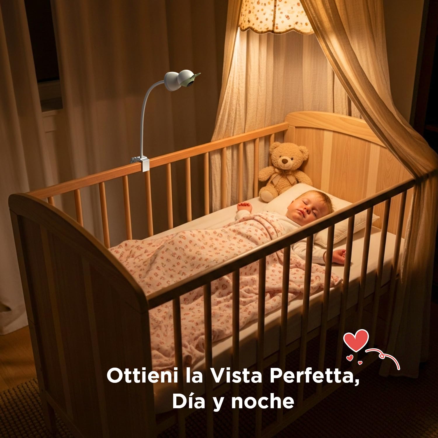 YESIMOM Soporte Universal para Camara Vigilancia Bebe: Ajustable, Sin Taladros, Montaje 1/4" y Vista 360° - Compatible con la Mayoría de vigilabebes (Color Blanco) — view 7