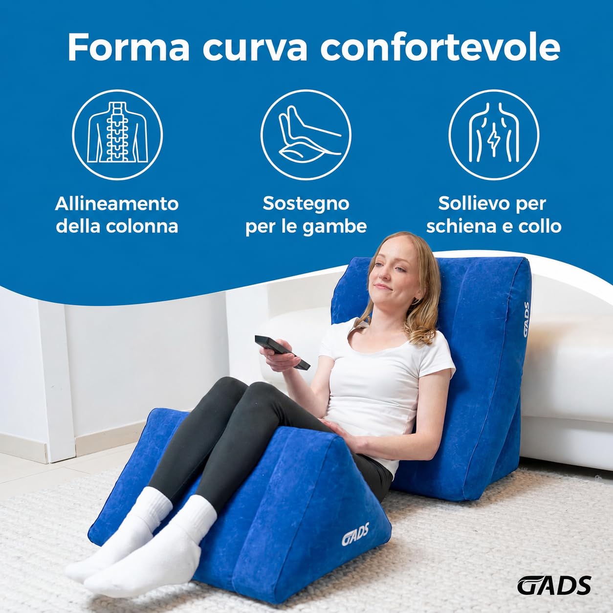 Set cuscini gonfiabili a cuneo per gambe, letto, viaggio e riposo, compatto | Design leggero per posizione rialzata, sostegno stabile, uso semplice e compatto, facile da gonfiare e riporre dopo ogni uso.