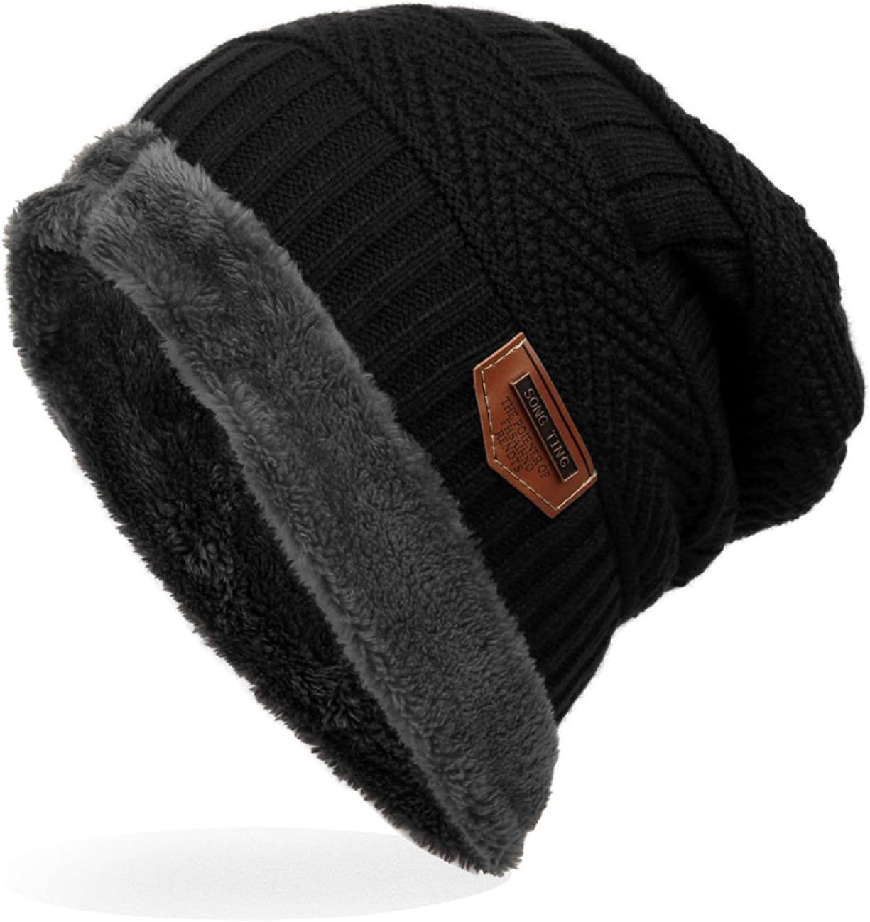 Mens Winter Beanies Hat Soft Lined Thick Wool Knit Skull Cap