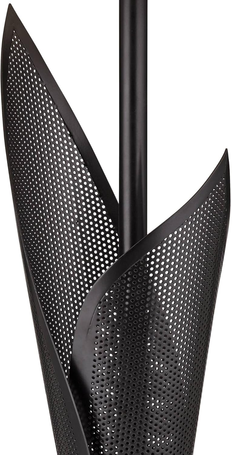 Possini Euro Design Sasha Modern Industrial Table Lamp 31 1/2" Tall Sculptural Black Metal Organza Sheer Outer White Fabric Inner Dum Shade for Bedroom Living Room House Bedside Nightstand Office