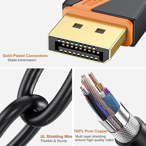 Miniatura 5 de Cables DisplayPort a HDMI de 6 pies, paquete de 5 cables DP a HDMI macho a macho chapados en oro FHD compatible con video y audio para computadora,
