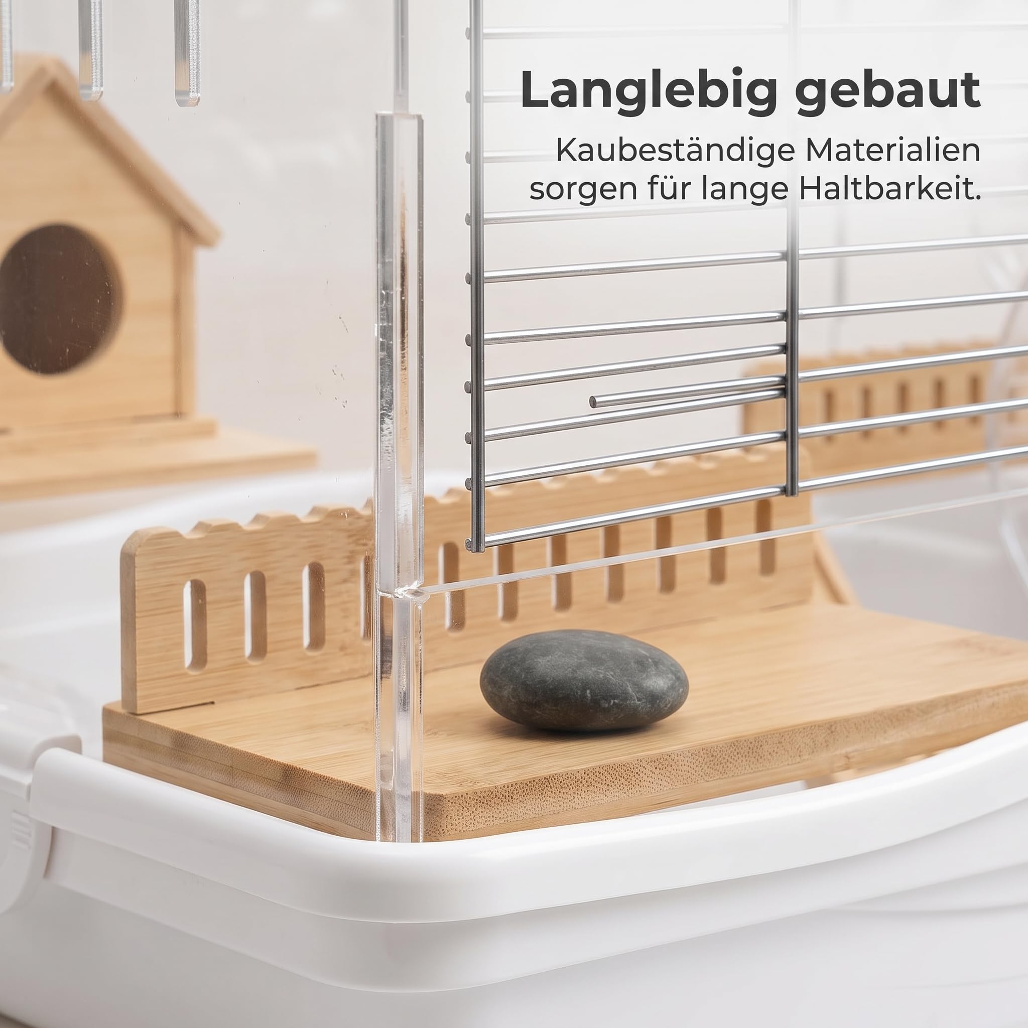 Nagkäfig für Kleintie mit 2 Ebenen und Zubehör, Anti-Kau-Design für Hamst und Mäuse, für Rennmäuse, Luxusvilla Hamsterkäfig, mittlere Größe, 37 * 26 * 33CM, bissfest