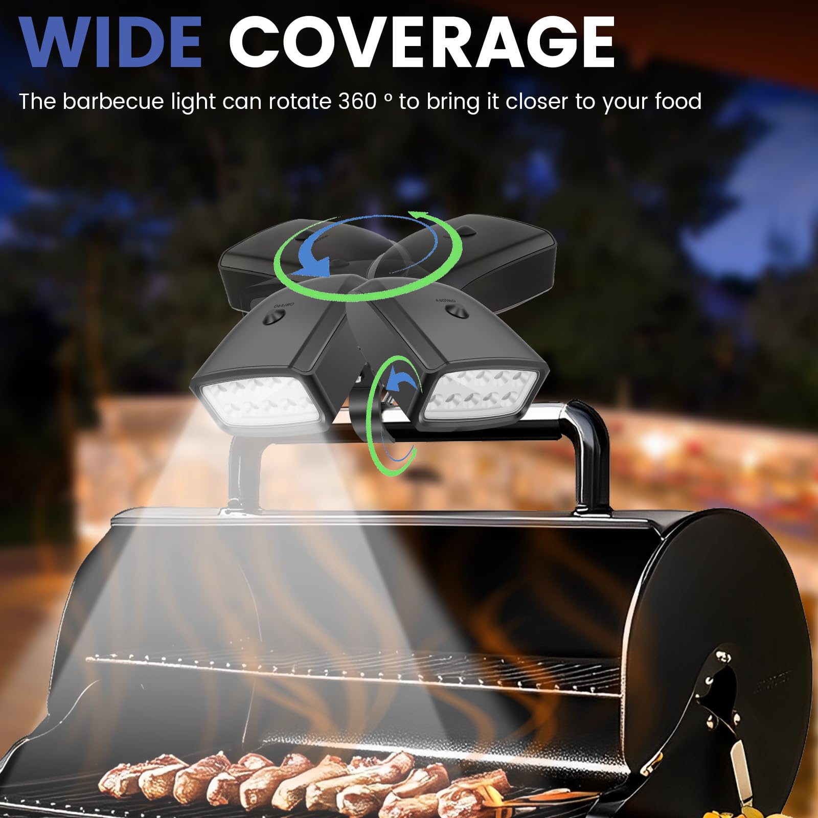 Luce per barbecue a LED, girevole a 360°, luminosa, a 10 LED, ultra resistente alla pioggia, resistente al calore, portatile, pratica illuminazione per barbecue, per tutti i tipi di barbecue