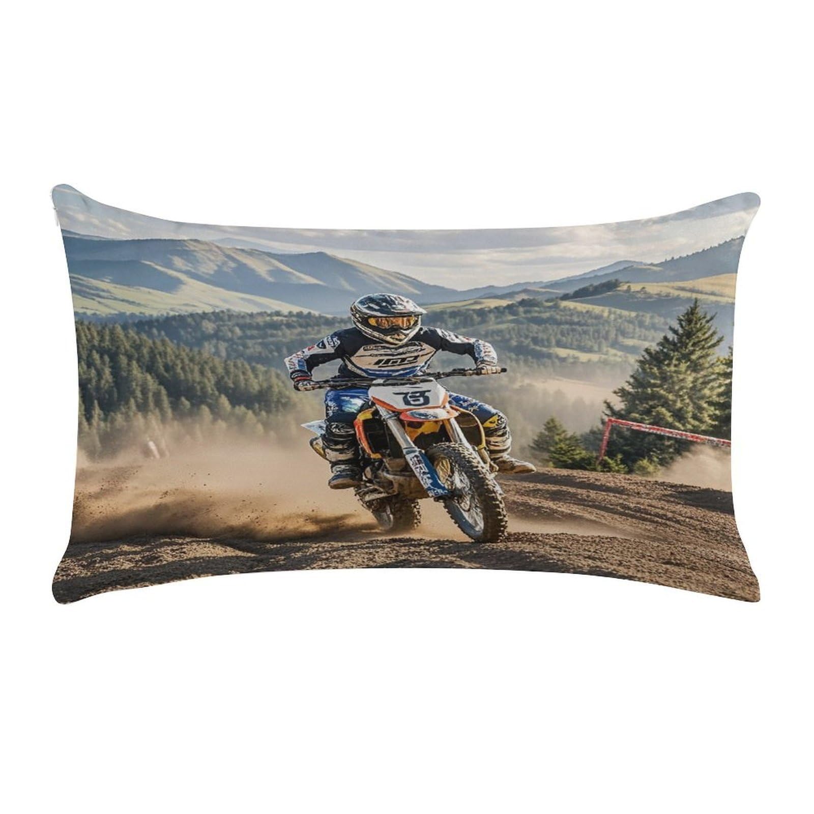 FekiLoot Super Soft Lumbar Throw Pillow Cover 12"x 20", Rectangle Luxury Plush Pillowcase Fade Resistant Pillow Protector Motocross Pillow Case Pillow Shams for Sofa Bed Living Room