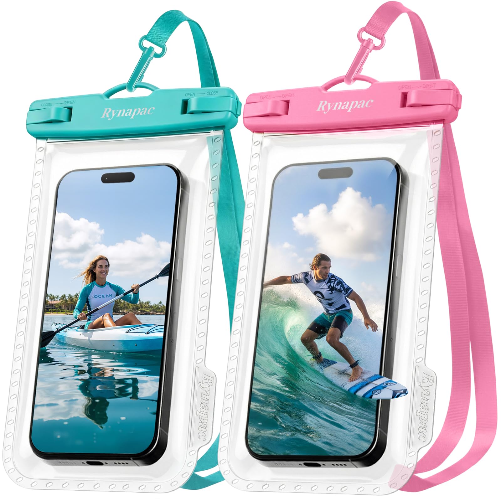 Rynapac IPX8 Waterproof Phone Pouch - 8.5in, 2 Pack Waterproof Phone Case for iPhone 17 16 15 Pro Max, Galaxy S26 S25 Ultra, Cellphone Dry Bag with