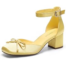 Vipost 2.3 Inch Ballet Heels for Women Square Toe Pumps Cute Ballerina Heel