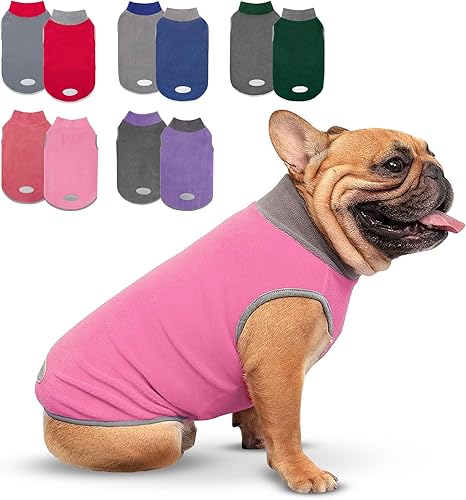 Miniatura 18 de cyeollo Paquete de 2 suéteres de forro polar para perro, sudadera elástica con rayas reflectantes, ropa para mascotas, suéteres ligeros para perros
