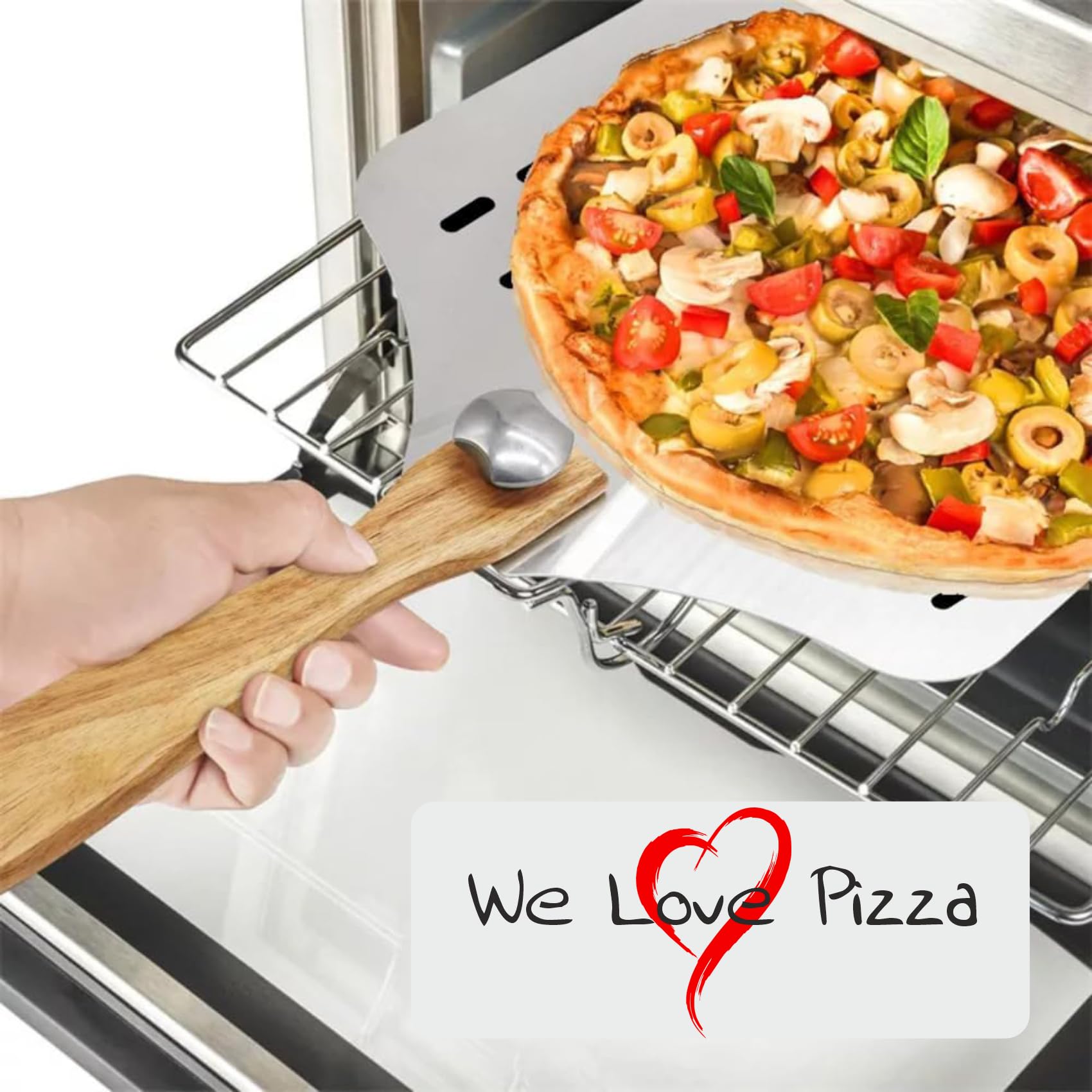 Antech Pala para Pizza Perforada de Aluminio Maxi con Mango Plegable – Perforación Profesional para Horneado Perfecto – Hasta 4 kg – Ideal para Hornos Caseros, Pizzerías y Panaderías