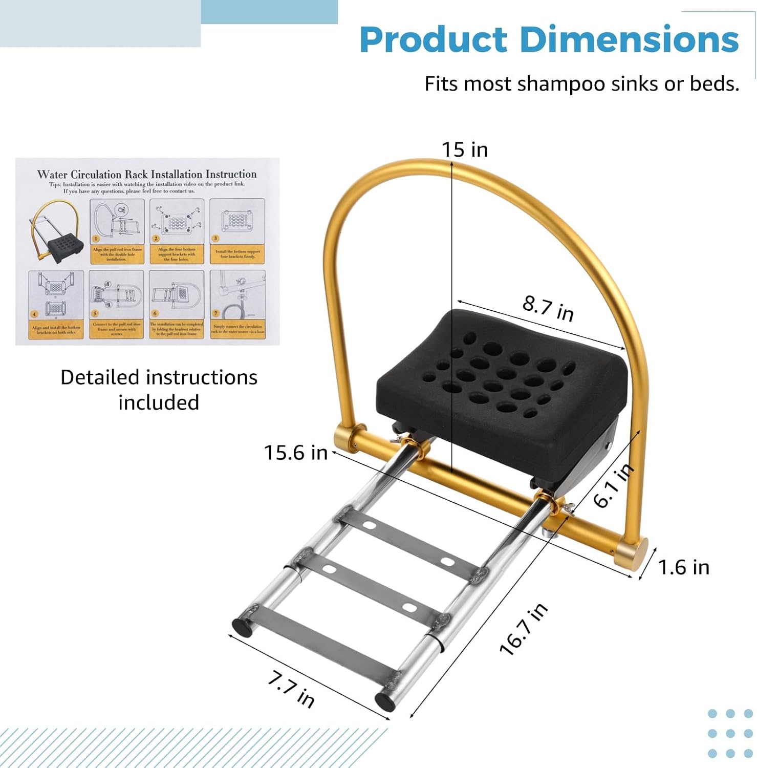 Homaisson Head Spa Waterfall Equipment, Water Circulation Shampoo Bowl Rack & Pillow, Head Spa Attachment for Salon, Shampoo Bed Show Accessories, Ideal for Salon Hair Washing Station