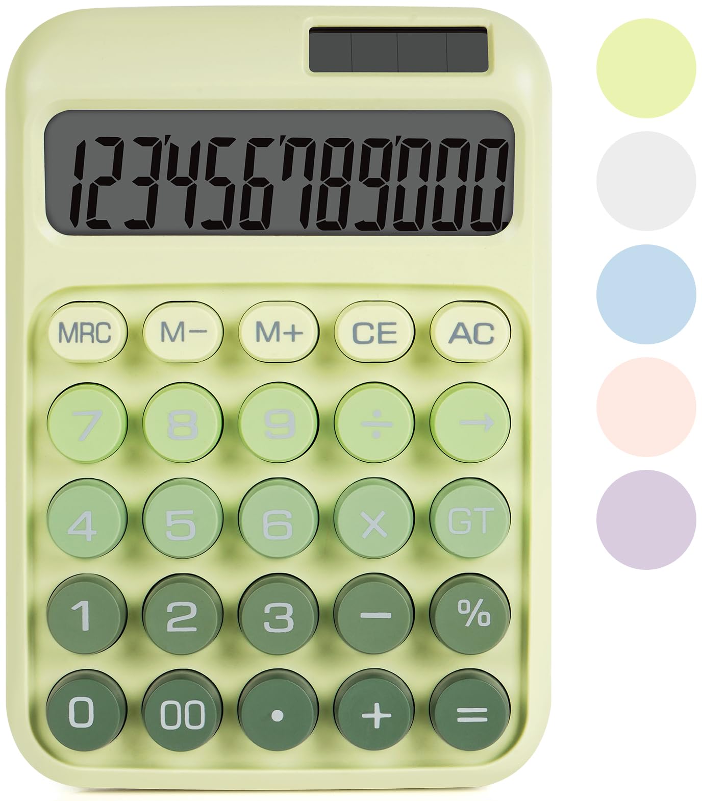 DANRONG Mechanical Switch Calculator with Big Buttons, Calculators Desktop, 12 Digits, Solar Battery Power, Desk Calculator, Large LCD Display,Cute